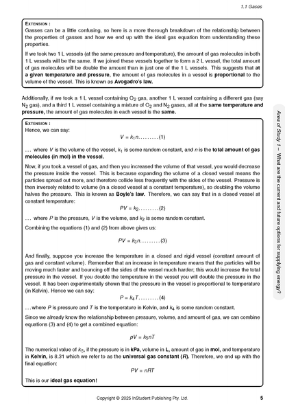White chemistry course notes by ATAR Notes, showing gas law derivations and the ideal gas equation.
