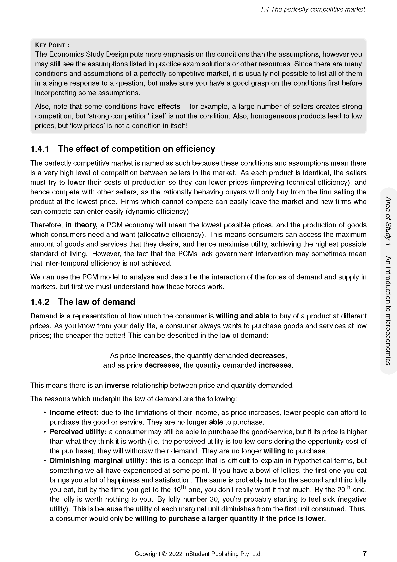 Open course notes with black text on a white page by ATAR Notes, showing a grey KEY POINT box and vertical sidebar, page 7.