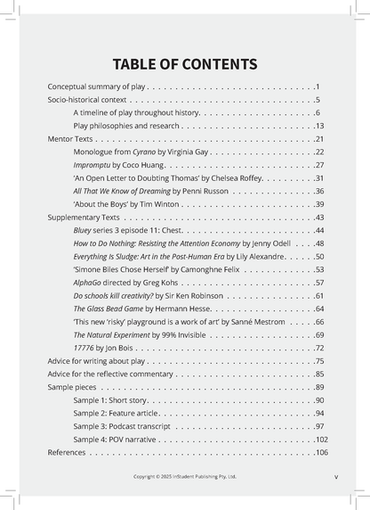 VCE English Frameworks Guide by ATAR Notes, displaying the detailed table of contents page with page numbers.