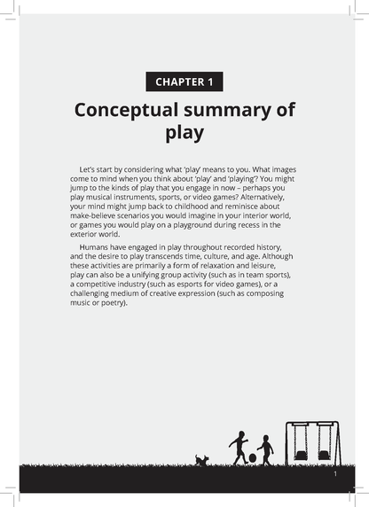 An open page from a VCE English Text Guide by ATAR Notes, displaying "Chapter 1 Conceptual summary of play" text and a silhouette illustration of children playing.