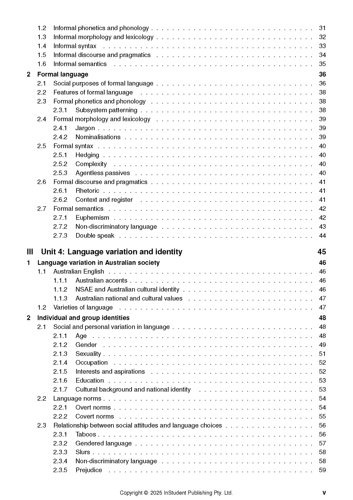 Course notes by ATAR Notes, showing a table of contents with numbered sections and page numbers.