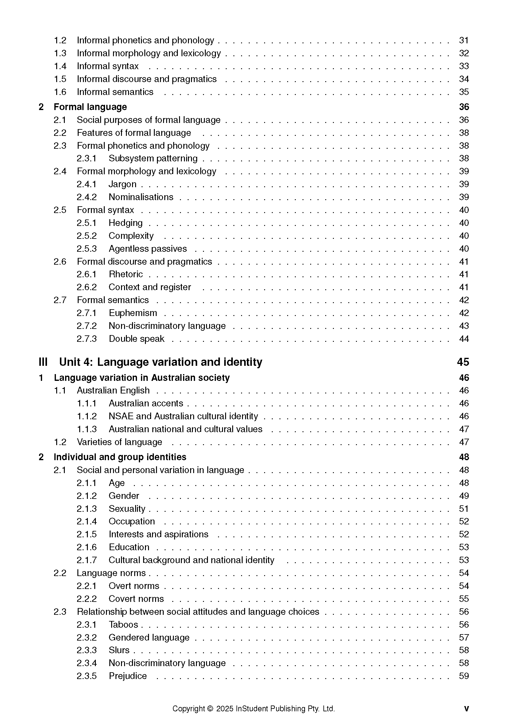 Course notes by ATAR Notes, showing a table of contents with numbered sections and page numbers.