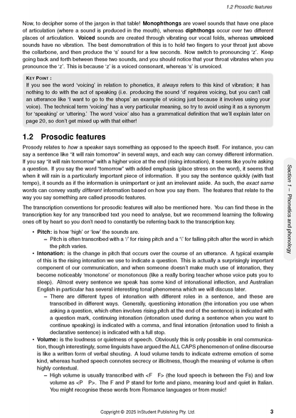 VCE English Language Course Notes by ATAR Notes, open to a page detailing prosodic features and phonetics.