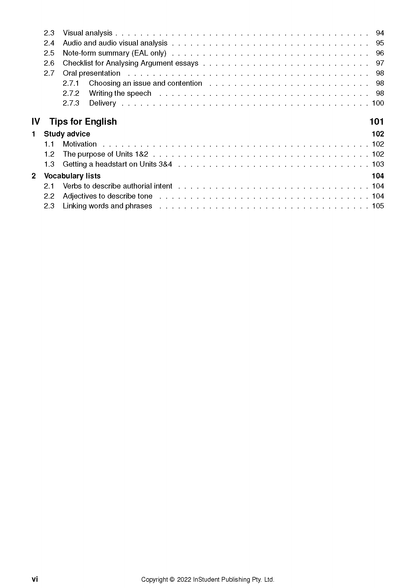Course notes from ATAR Notes, showing a page with a table of contents detailing sections and page numbers.