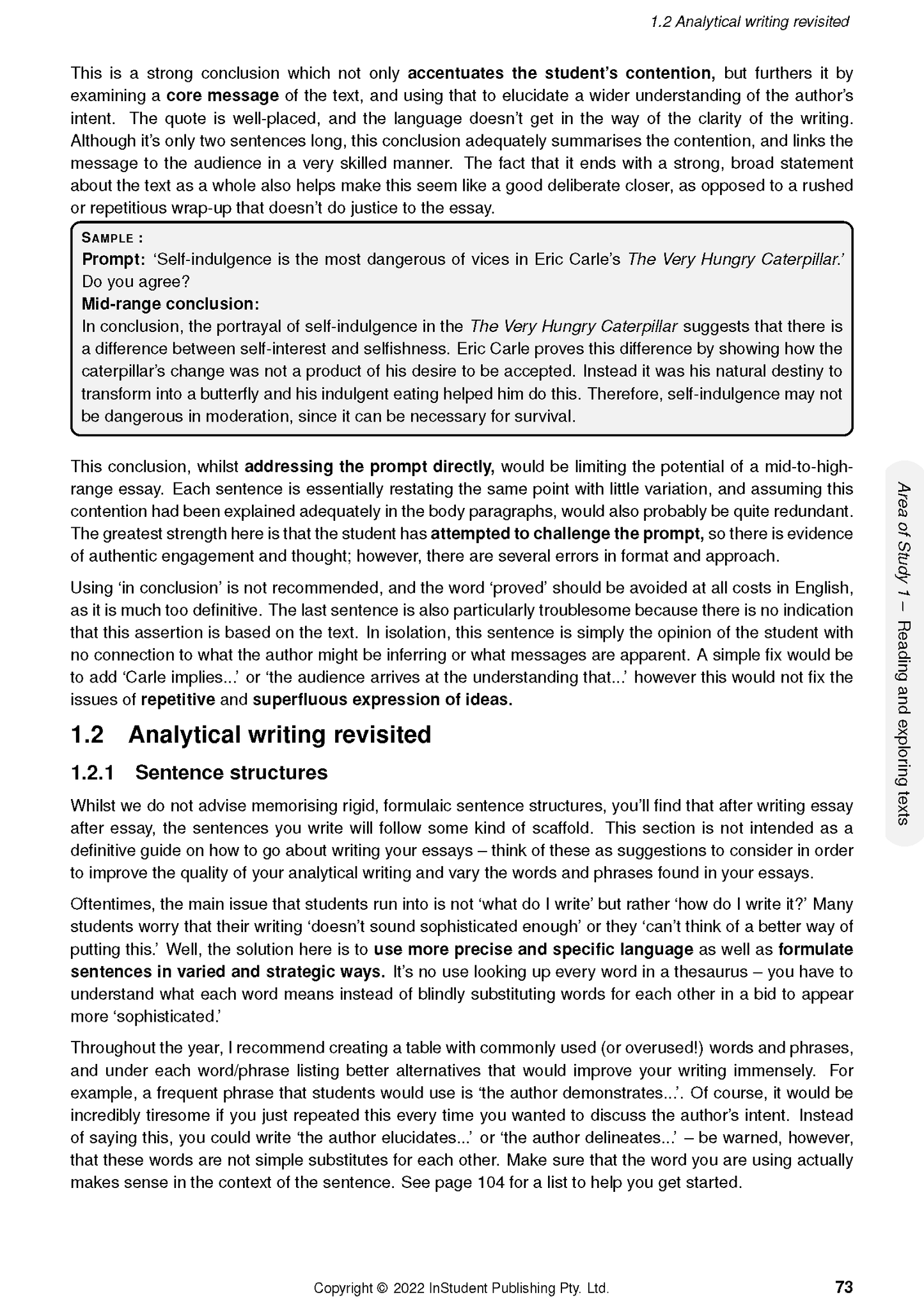 White page of Course Notes by ATAR Notes showing black text, section headings, and a grey sample box.