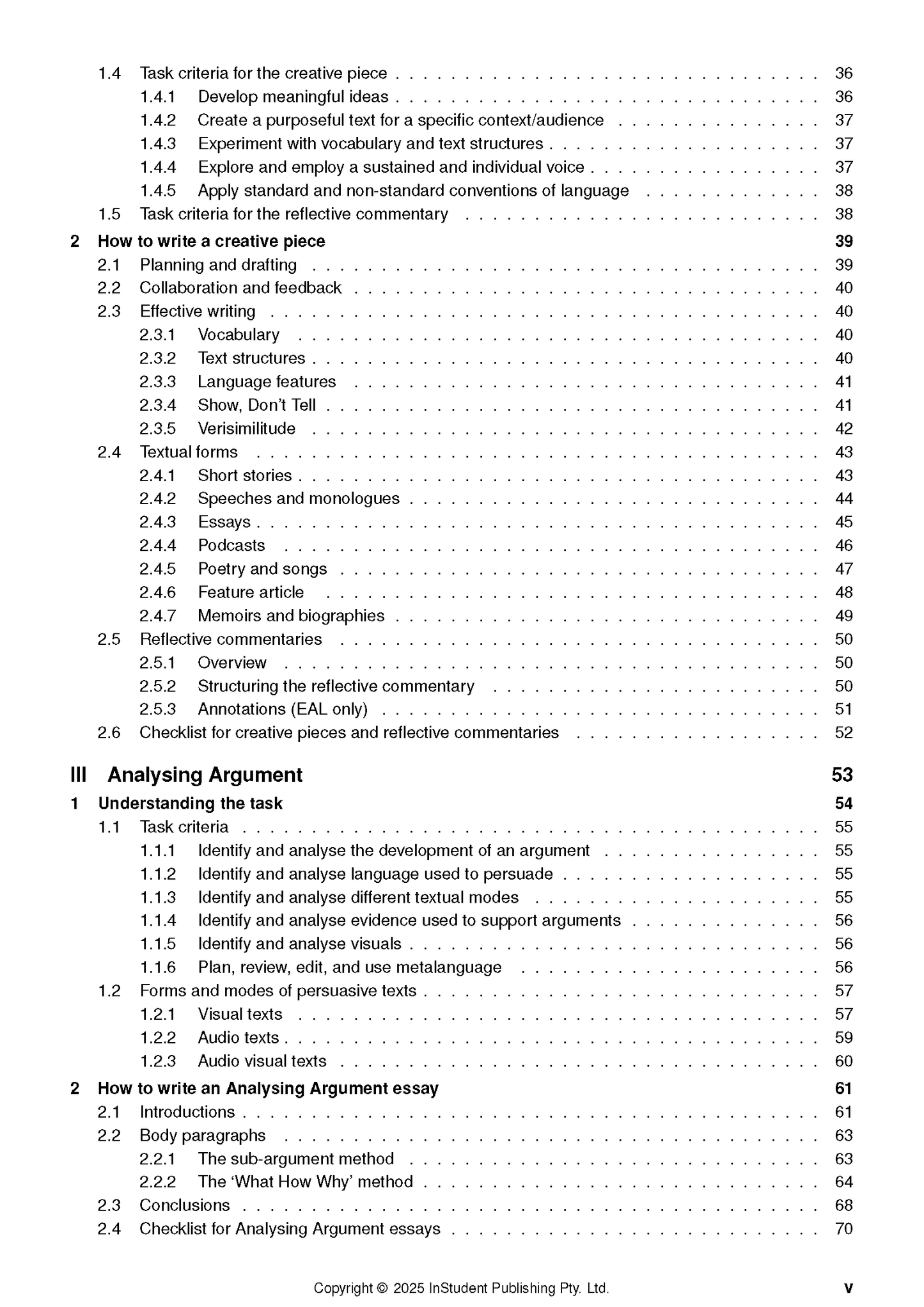 Course Notes with a detailed table of contents by ATAR Notes, showing chapter headings and page numbers from an academic text.