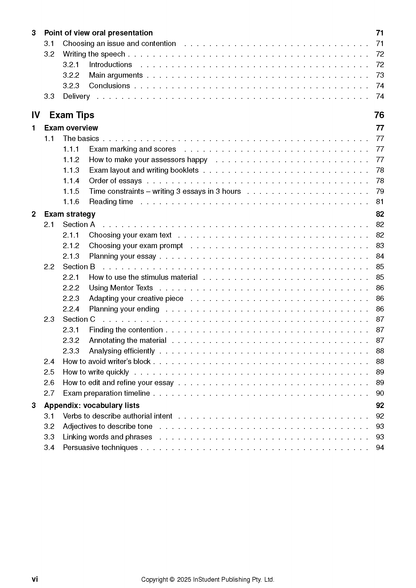 Course Notes by ATAR Notes displaying a detailed table of contents with numbered sections and corresponding page numbers.