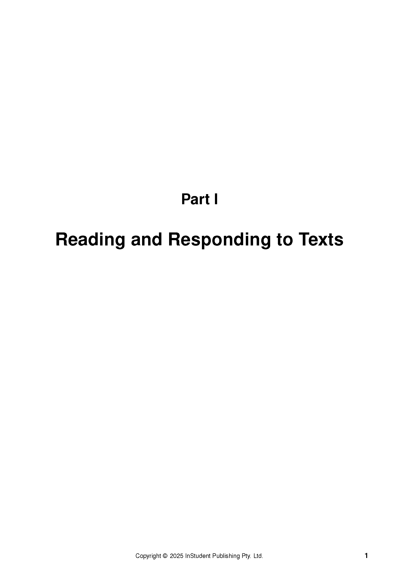 White course notes by ATAR Notes, showing the title page with "Part I Reading and Responding to Texts" and copyright.