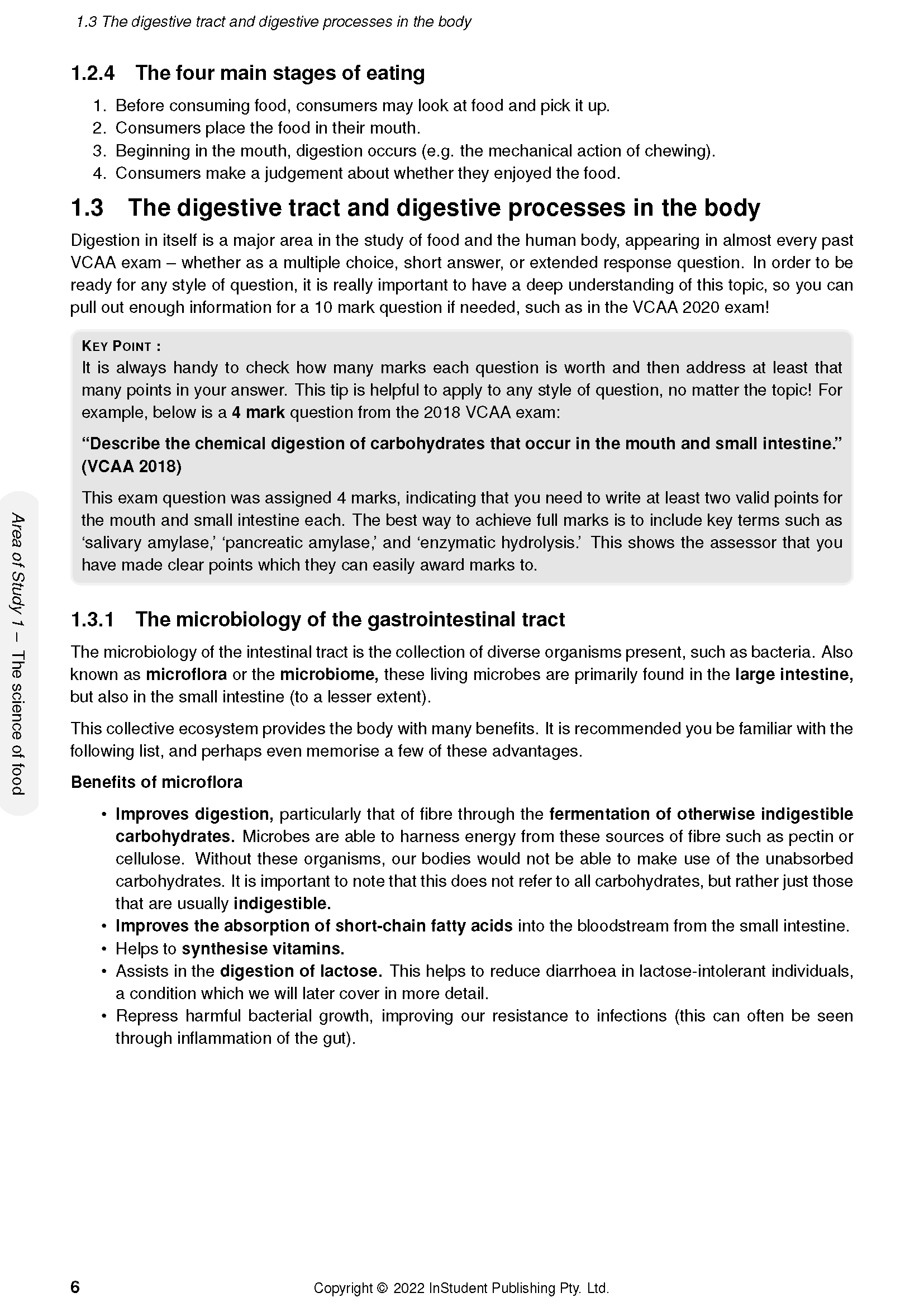 VCE Food Studies Course Notes by ATAR Notes, displaying a page about digestive processes with key points.