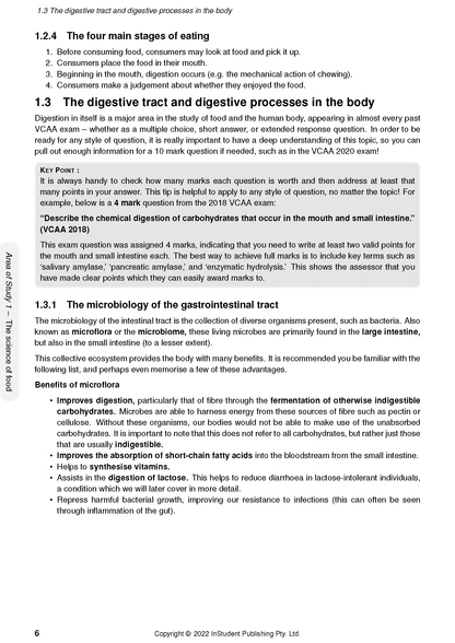 VCE Food Studies Course Notes by ATAR Notes, displaying a page about digestive processes with key points.