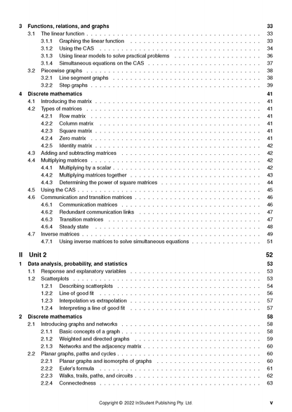 Complete Course Notes VCE General Maths 1&2 by ATAR Notes, displaying a table of contents with chapter titles.