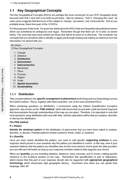 Course notes by ATAR Notes, a white page with black text on "1.1 Key Geographical Concepts" and a numbered list.