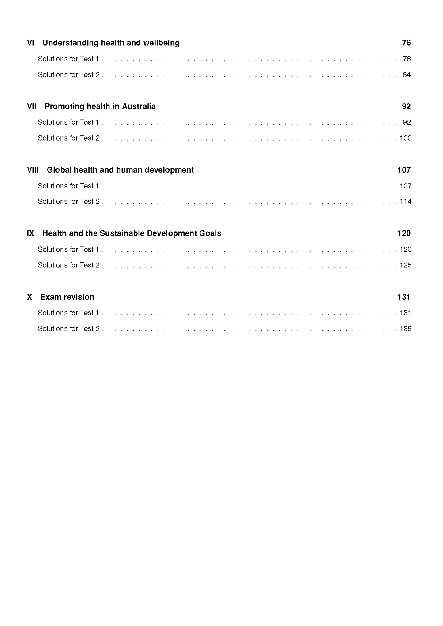 Educational Topic Tests table of contents page by ATAR Notes, showing chapter titles and corresponding page numbers.