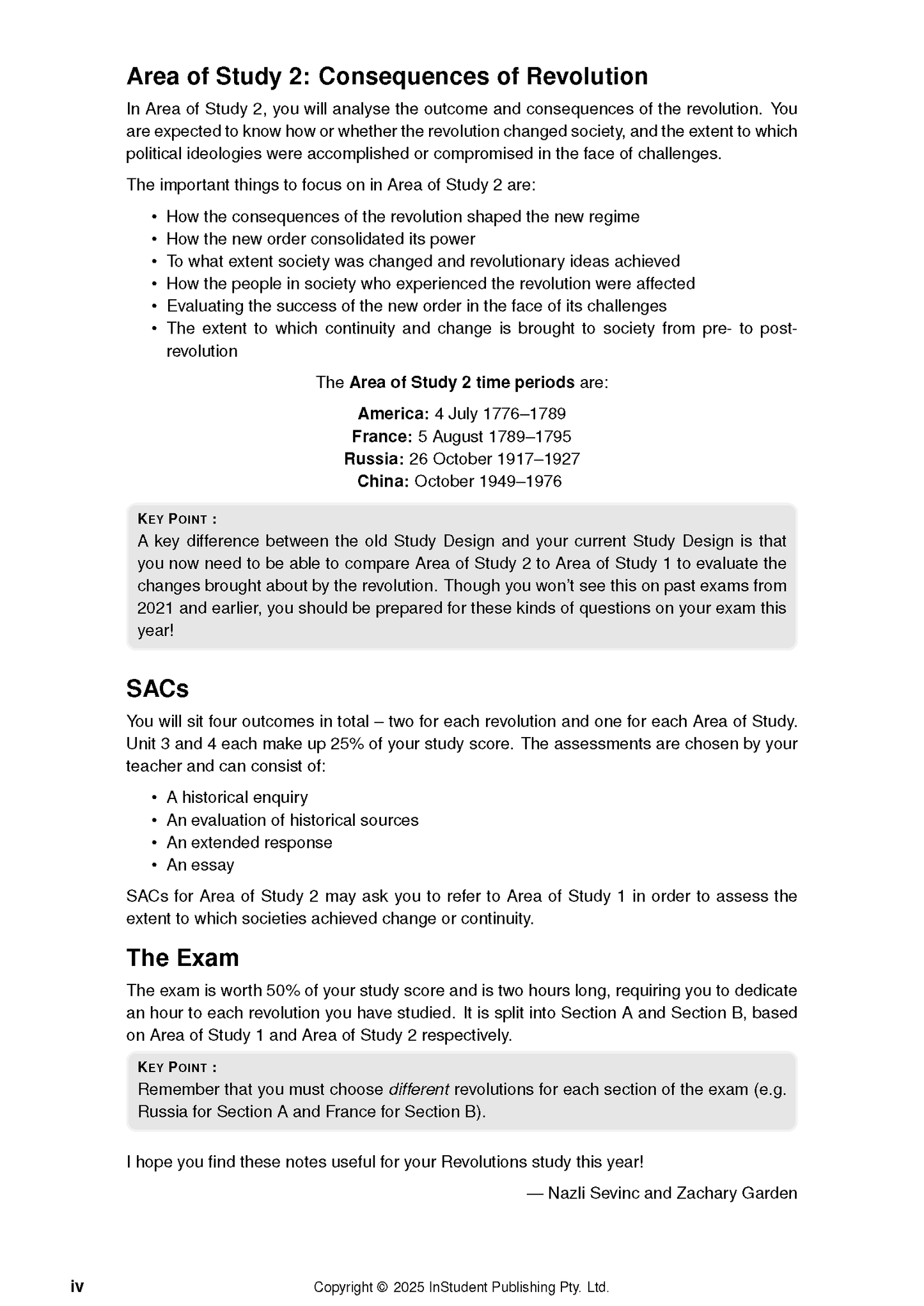VCE History Revolutions Course Notes by ATAR Notes, showing a page on Area of Study 2: Consequences of Revolution.