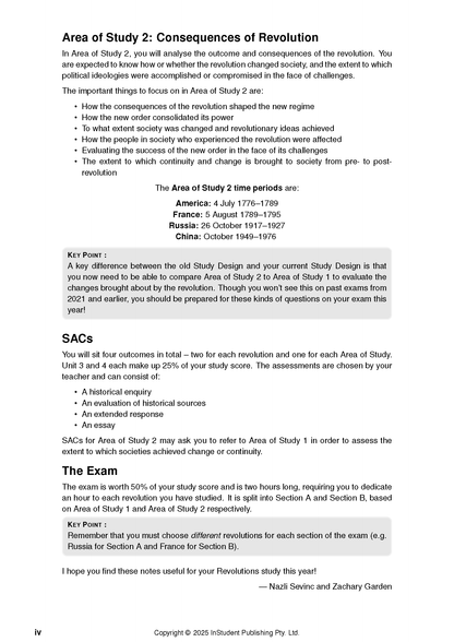 VCE History Revolutions Course Notes by ATAR Notes, showing a page on Area of Study 2: Consequences of Revolution.