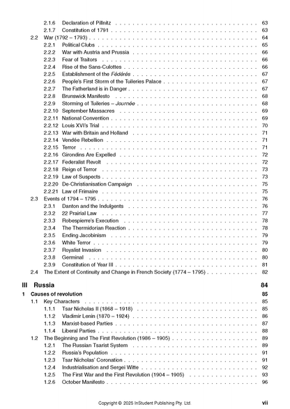 Course notes by ATAR Notes, displaying a table of contents with chapter headings and page numbers.