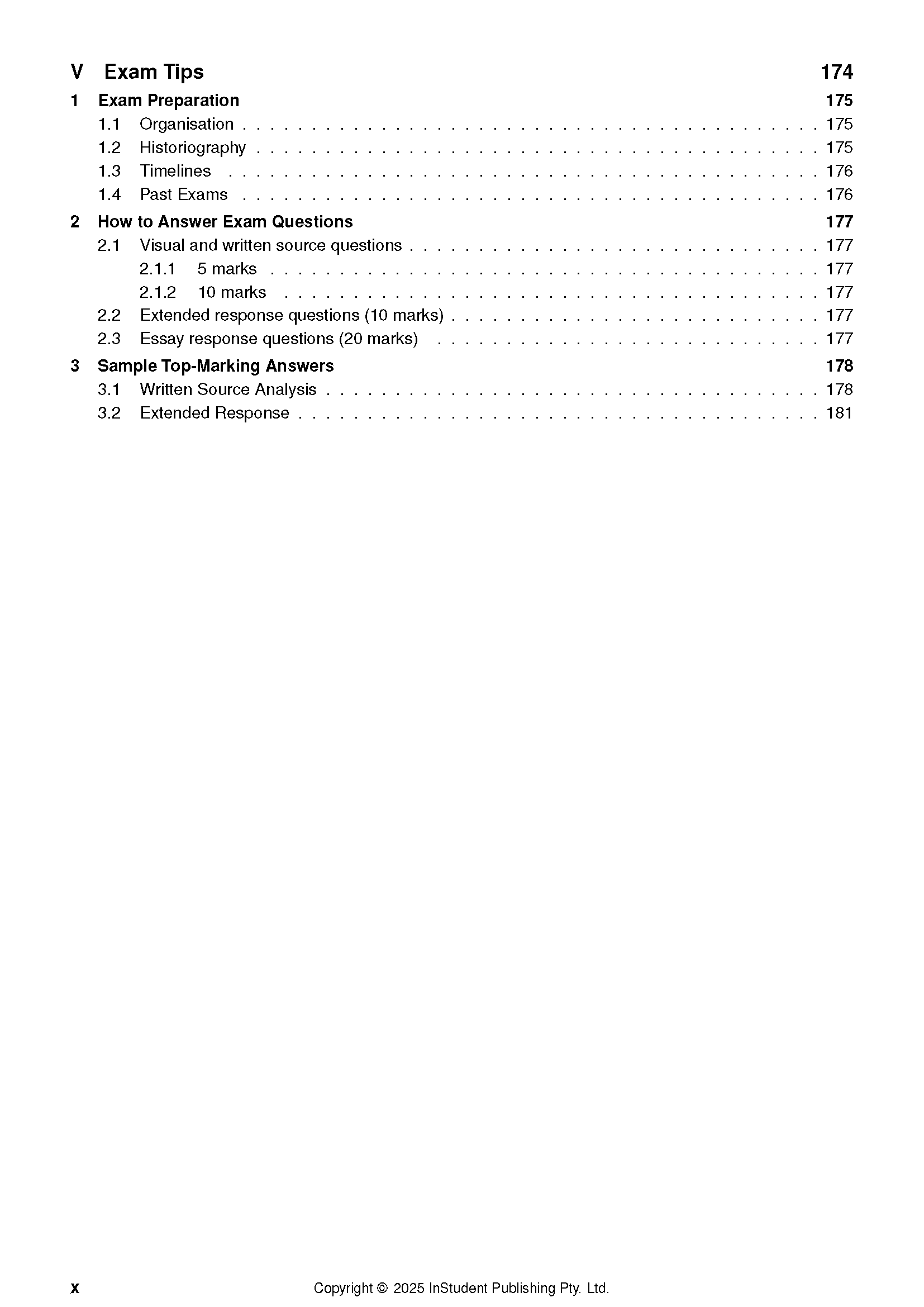VCE History Revolutions Course Notes by ATAR Notes, displaying a table of contents page with sections like 'Exam Tips' and 'Sample Top-Marking Answers'.