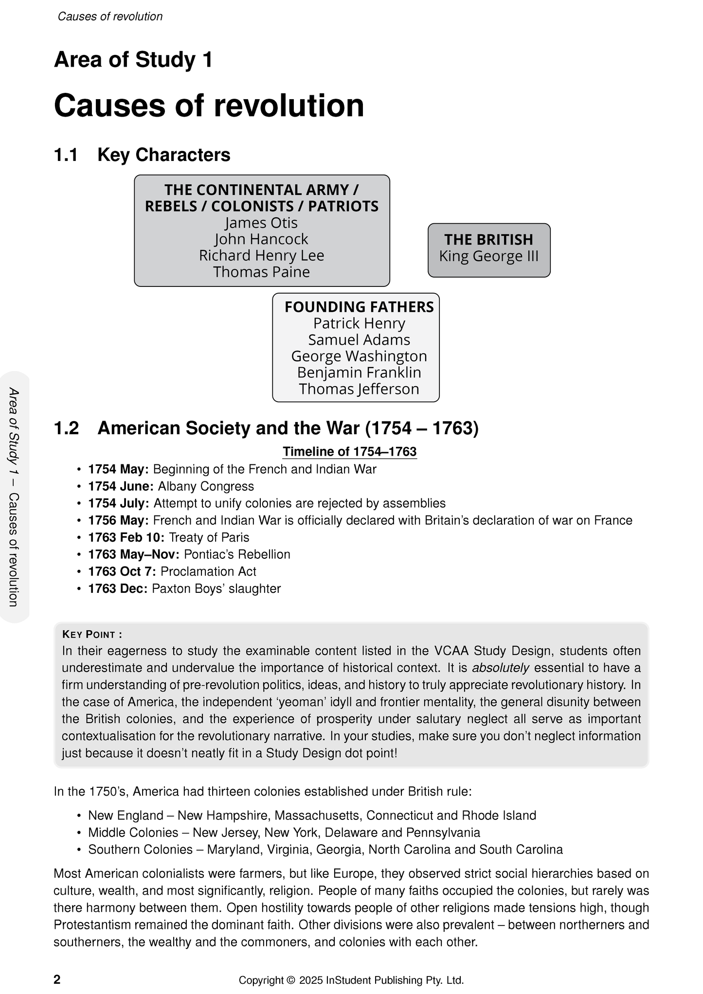 VCE History Revolutions course notes by ATAR Notes, displaying text, timelines, and lists of key historical figures.