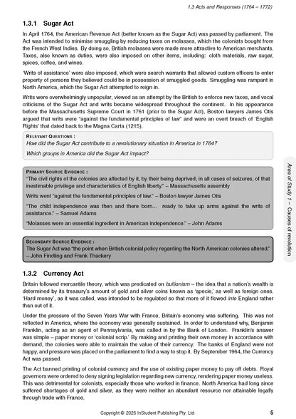 VCE History Revolutions course notes by ATAR Notes, showing a white page with black text, headings, and grey evidence boxes.
