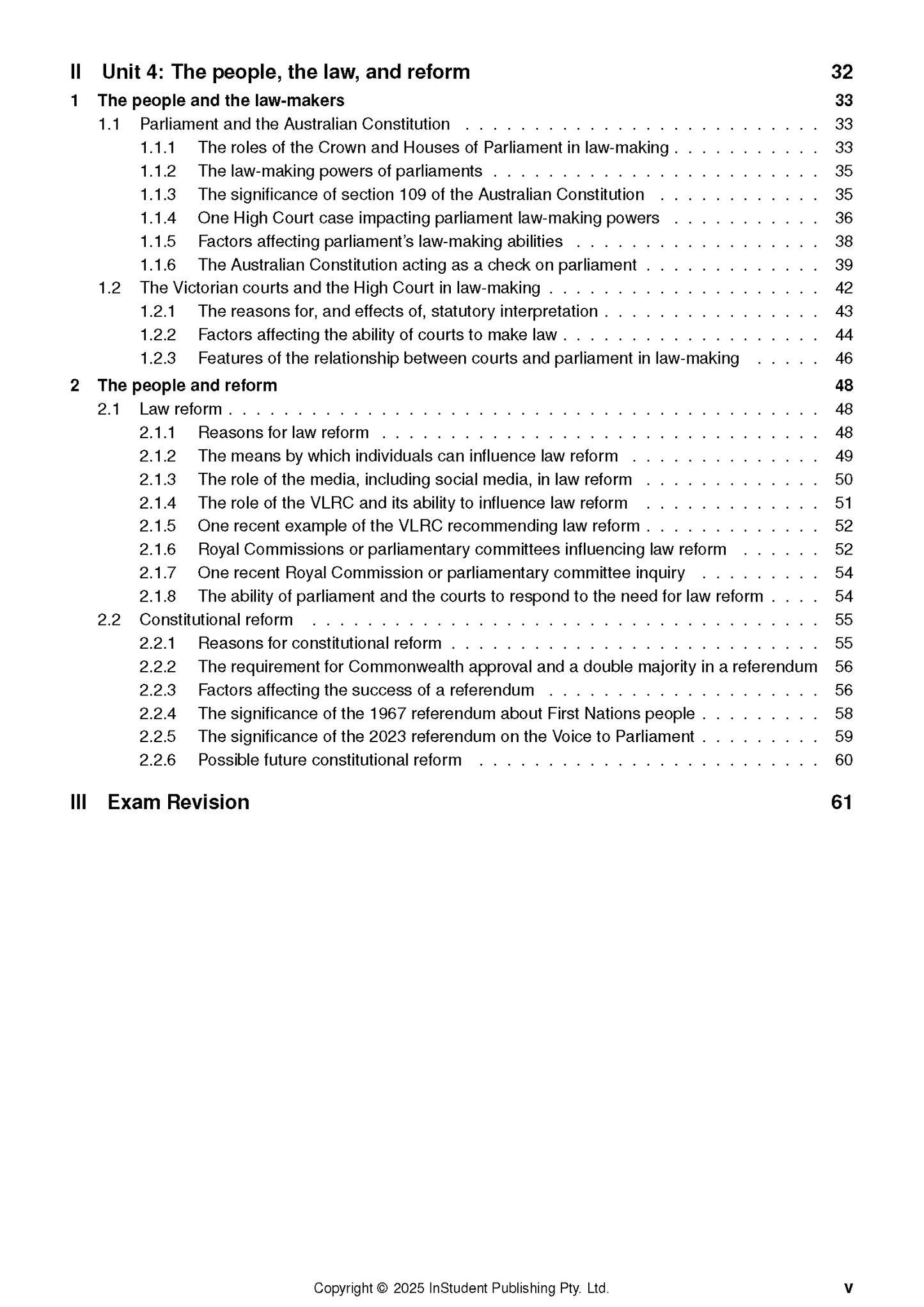 Course Notes by ATAR Notes displaying a detailed table of contents with sections and page numbers.
