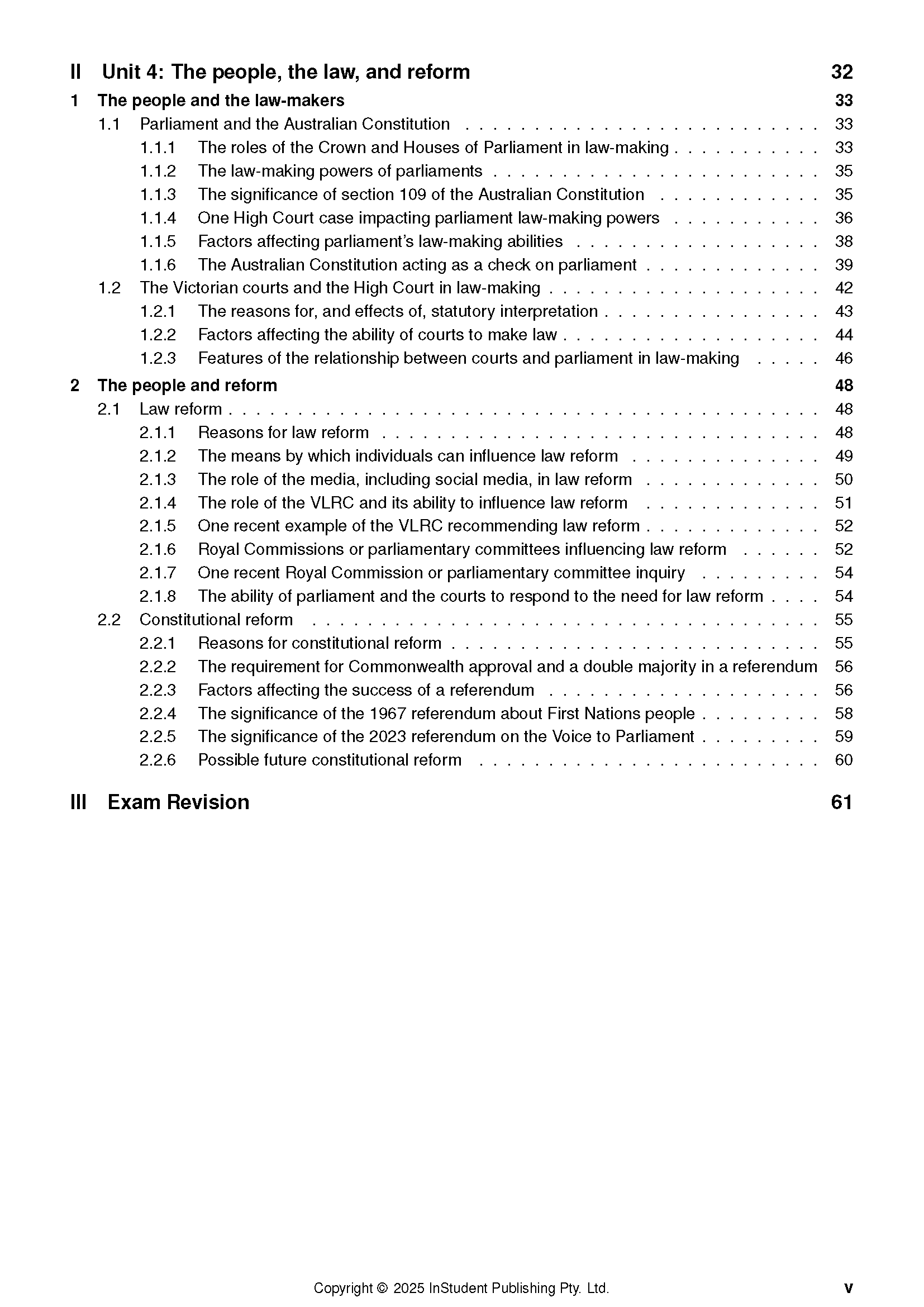 Course Notes by ATAR Notes displaying a detailed table of contents with sections and page numbers.
