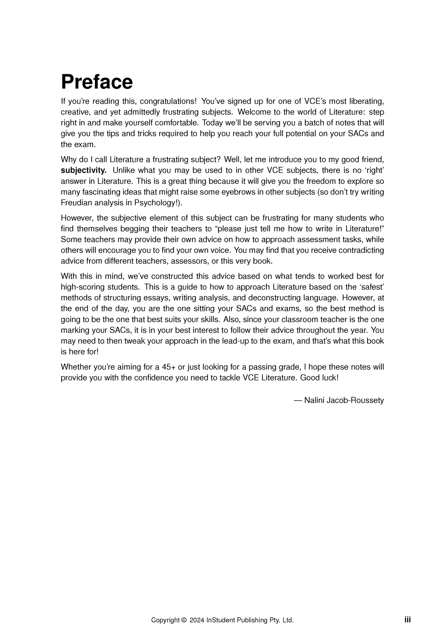 Course Notes by ATAR Notes, an open page showing the 'Preface' section with paragraphs of text and page number.