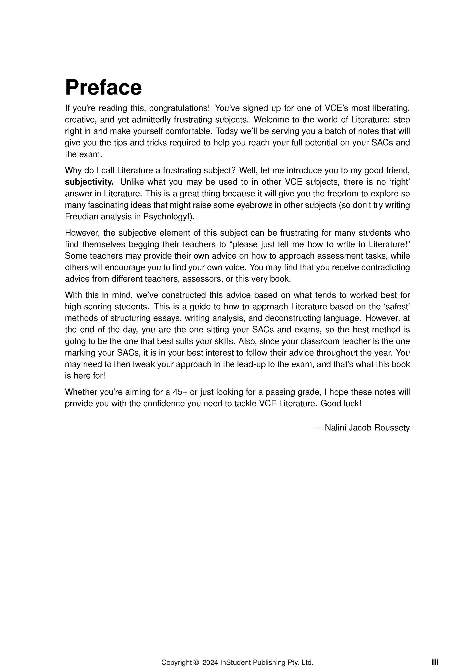Course Notes by ATAR Notes, an open page showing the 'Preface' section with paragraphs of text and page number.