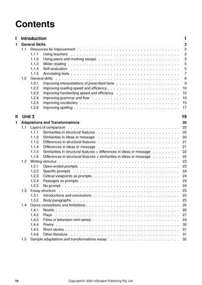 Table of contents page from the Course Notes by ATAR Notes, displaying chapters on Literature and copyright information.