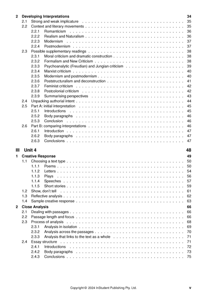 Complete Course Notes by ATAR Notes, showing the 2024 table of contents page with chapters and page numbers.