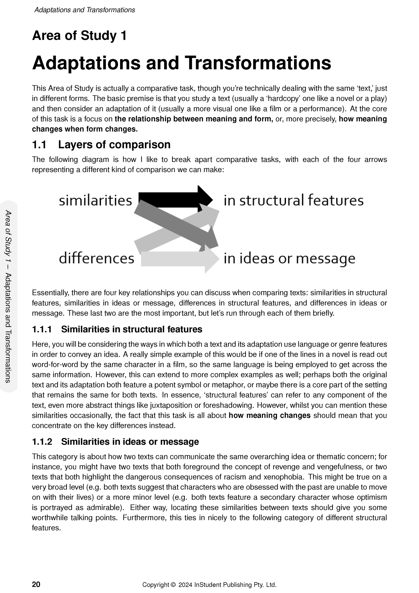 VCE Literature Course Notes by ATAR Notes, a white page with black text and an arrow diagram.