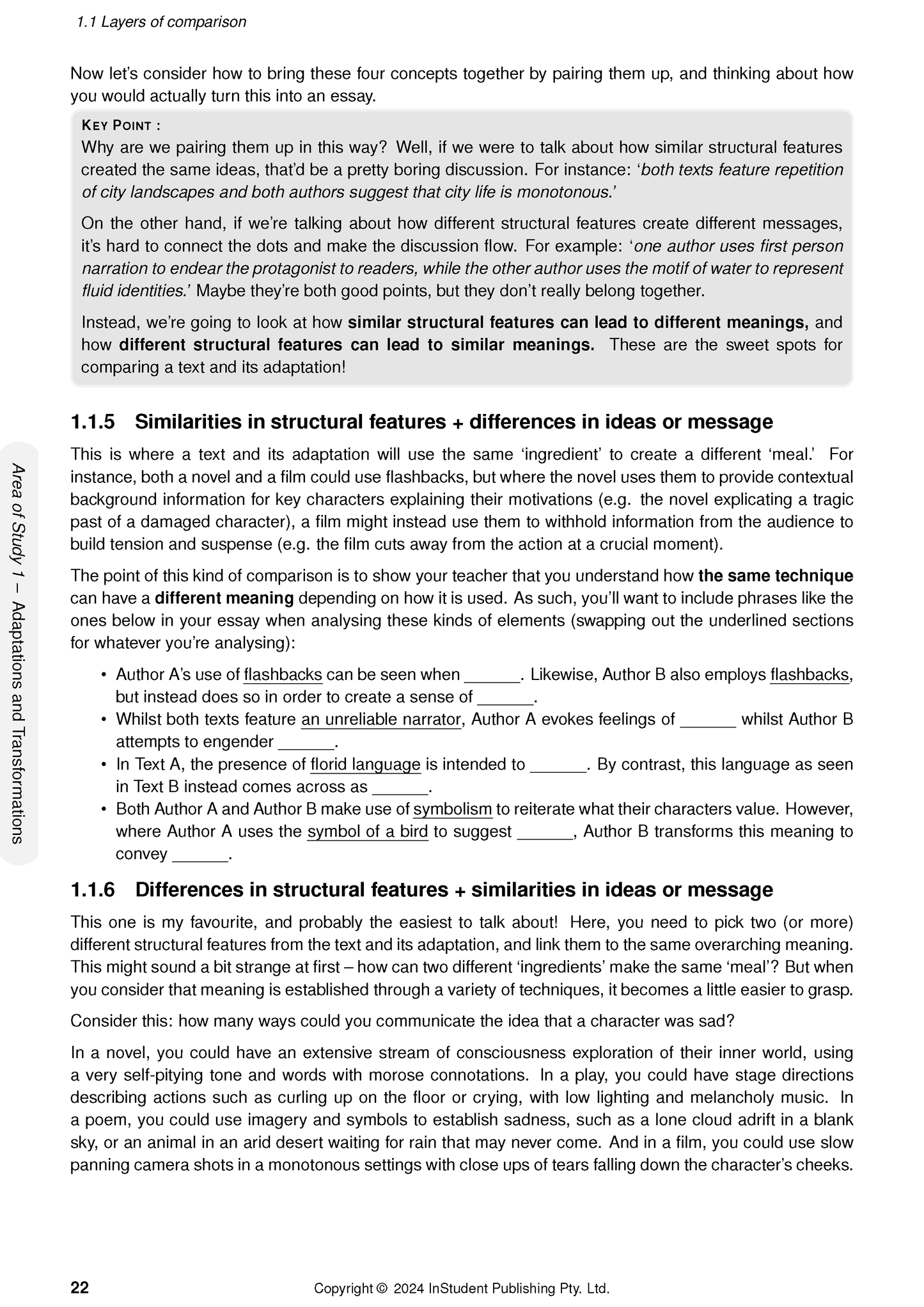 Course Notes by ATAR Notes, showing a page with detailed text, headings, bullet points, a grey key point box, and a sidebar about adaptations.