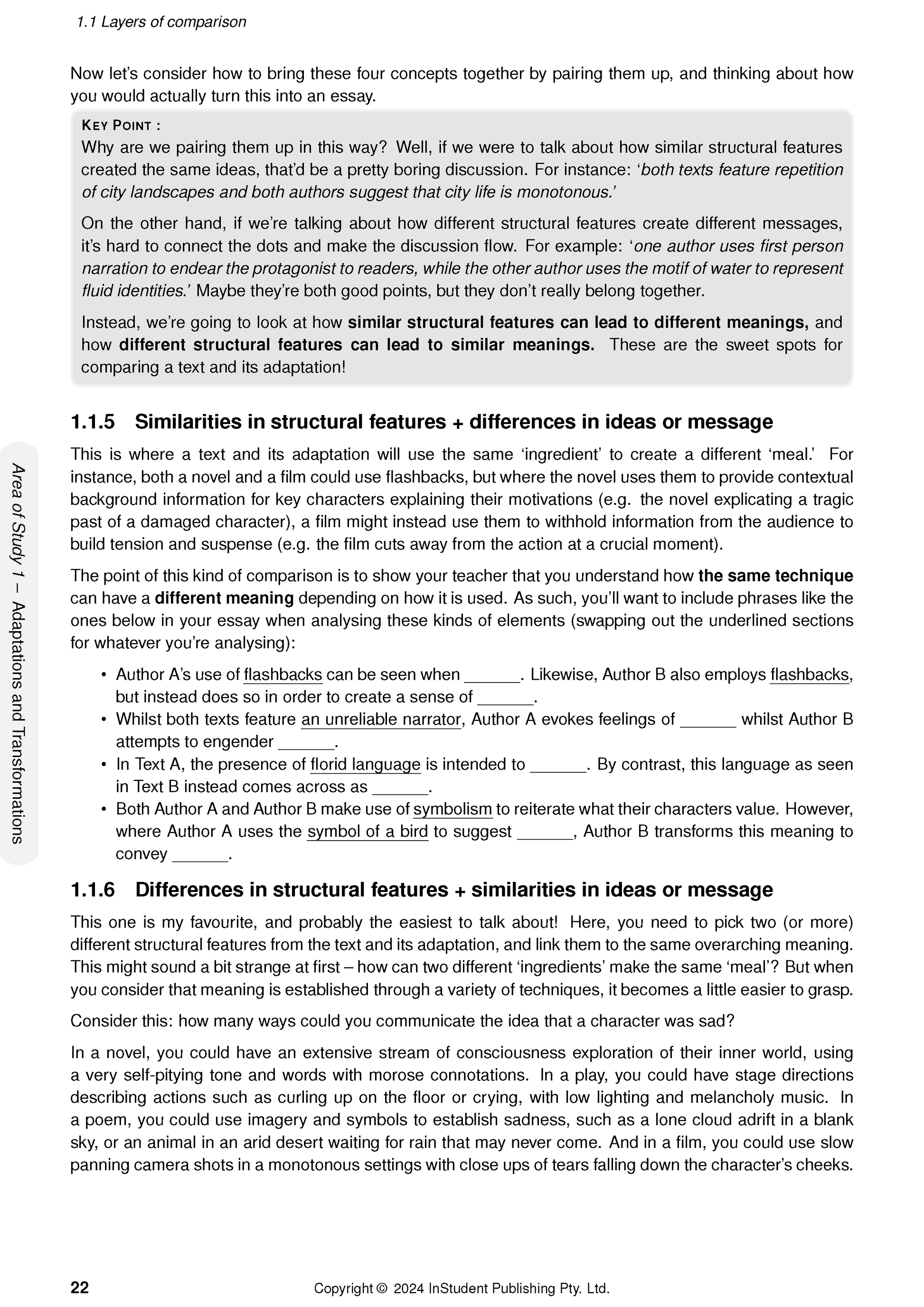 Course Notes by ATAR Notes, showing a page with detailed text, headings, bullet points, a grey key point box, and a sidebar about adaptations.