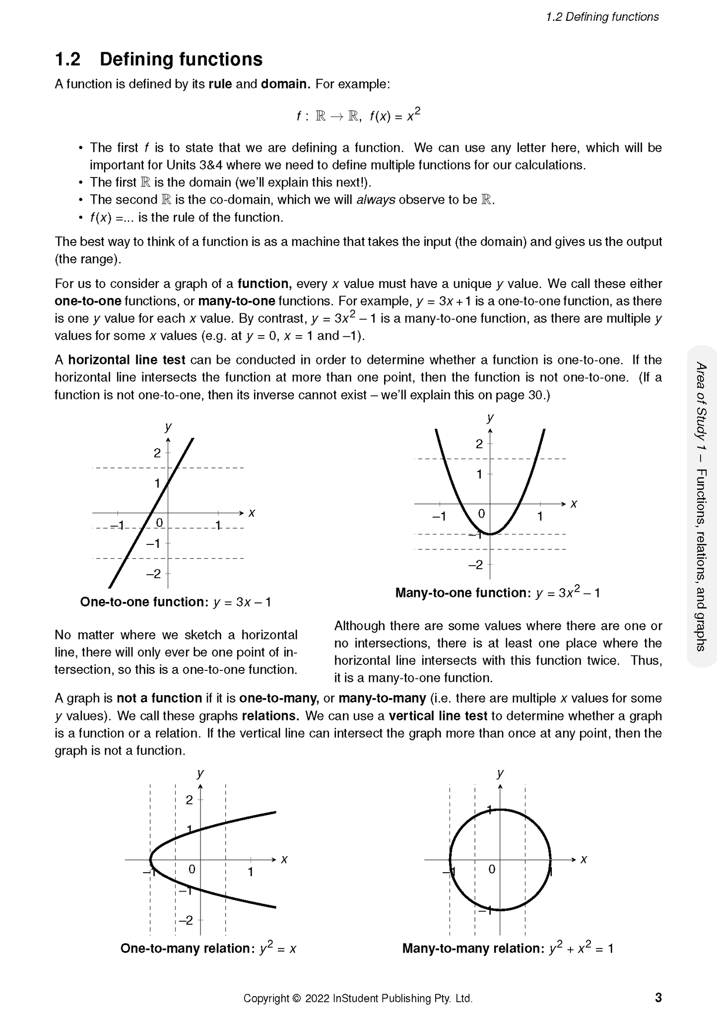 VCE Maths Methods 1&2 Complete Course Notes by ATAR Notes, displaying function definitions and example graphs of relations.