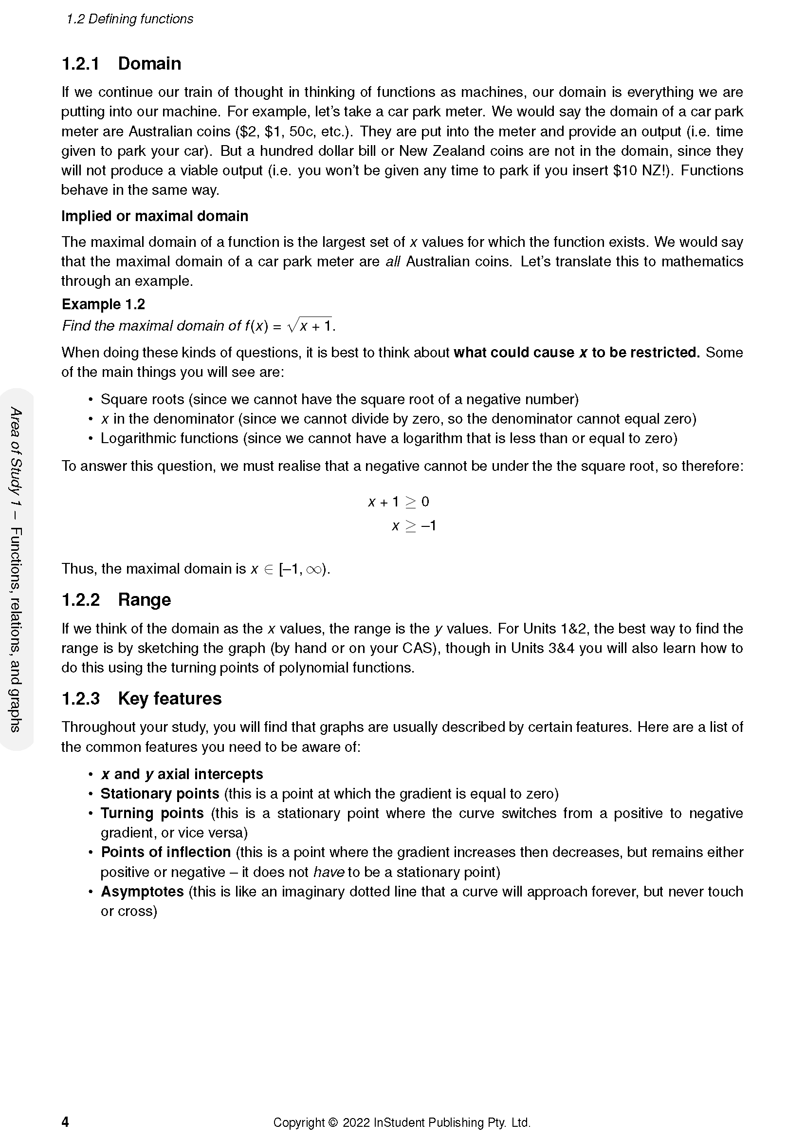 White page of VCE Maths Methods Course Notes by ATAR Notes, featuring black text, definitions, examples, and formulas.