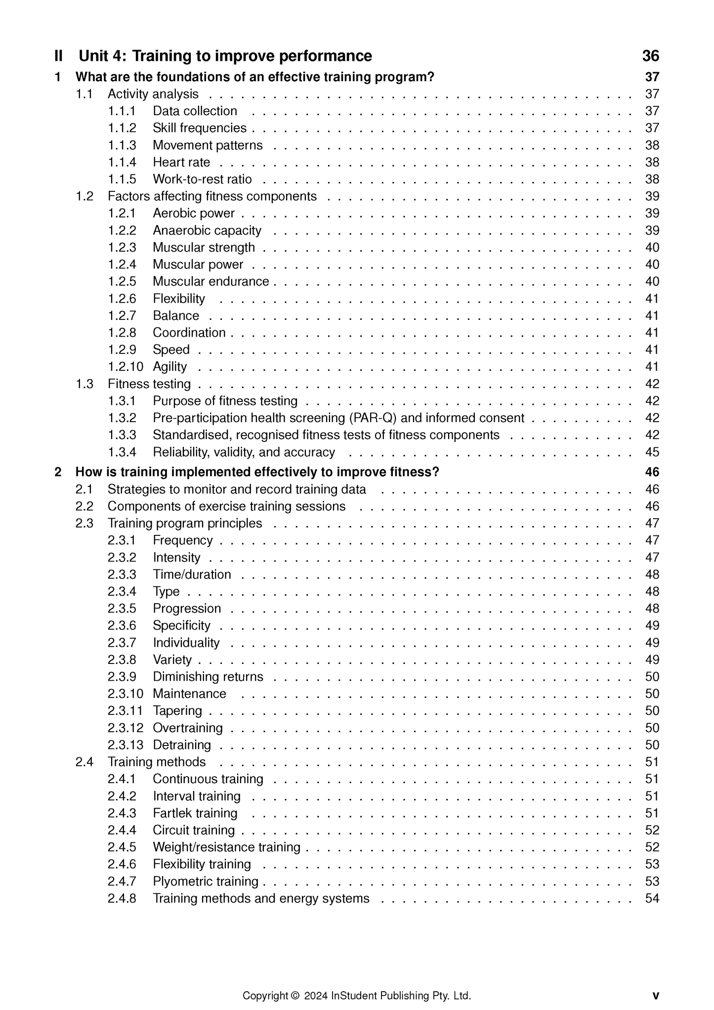 VCE Physical Education 3&4 Complete Course Notes by ATAR Notes, displaying a table of contents with topics and page numbers.