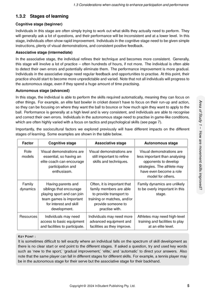 White page of course notes by ATAR Notes with black text, bold titles, and a table on learning stages.