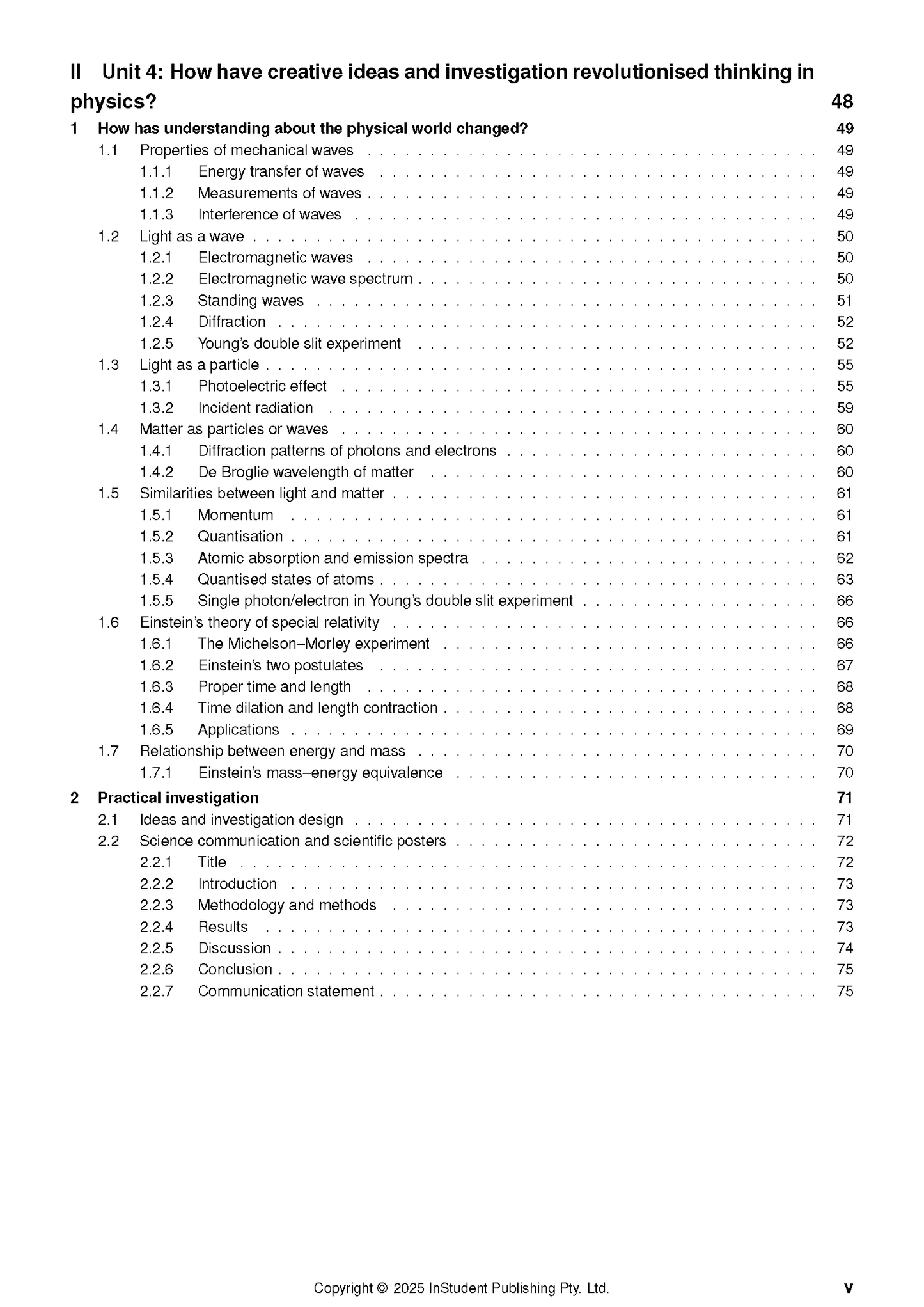 White course notes page by ATAR Notes, displaying a detailed table of contents with black text and dotted lines.