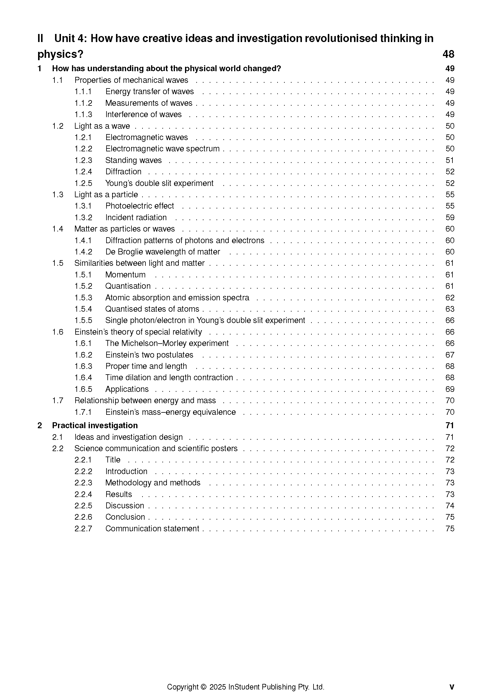 White course notes page by ATAR Notes, displaying a detailed table of contents with black text and dotted lines.