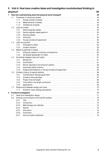White course notes page by ATAR Notes, displaying a detailed table of contents with black text and dotted lines.