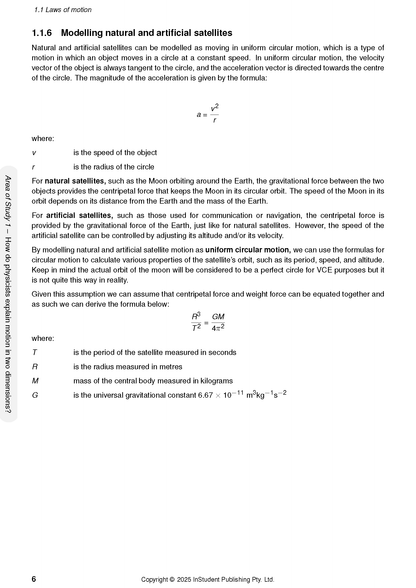 Course notes by ATAR Notes, showing a page on uniform circular motion with physics formulas and definitions.