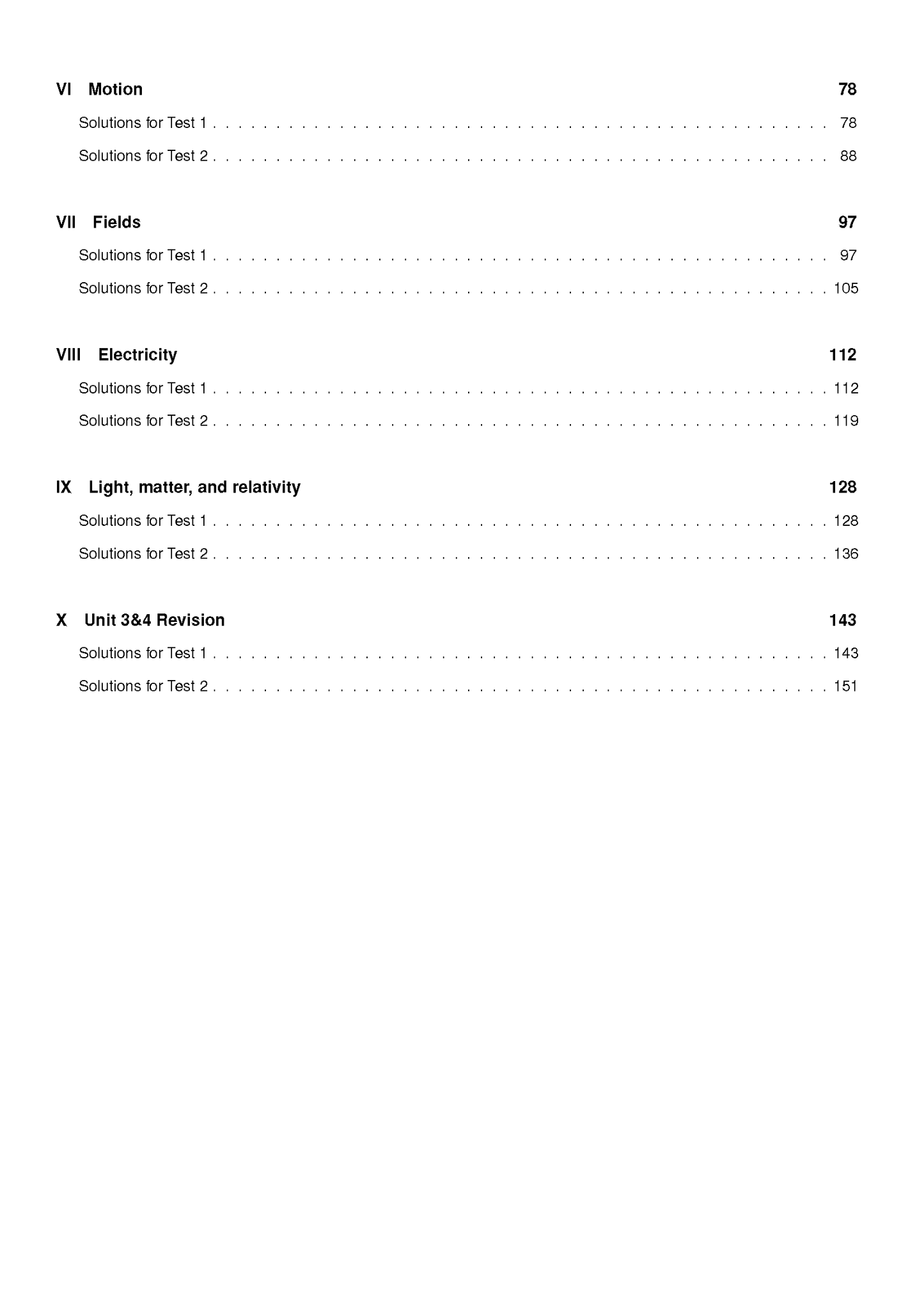 White Topic Tests by ATAR Notes, showing a table of contents with Roman numeral sections and page numbers.