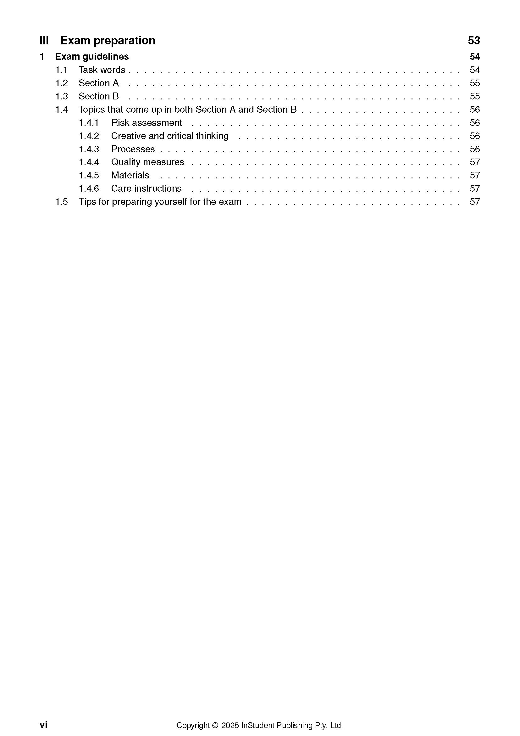 Course Notes from ATAR Notes, showing a detailed table of contents for exam preparation on a white page.