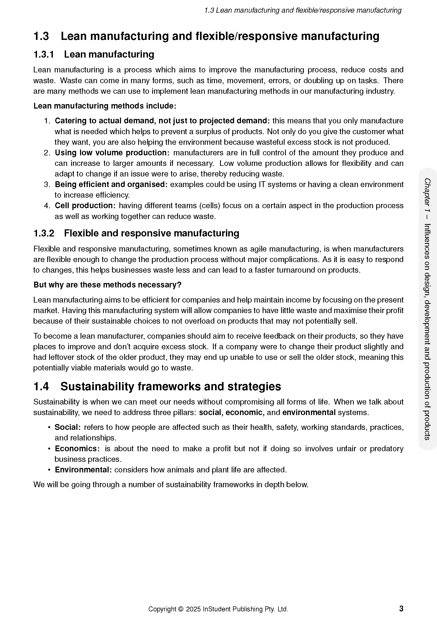 VCE Product Design and Technology Complete Course Notes by ATAR Notes, featuring a page on Lean Manufacturing.