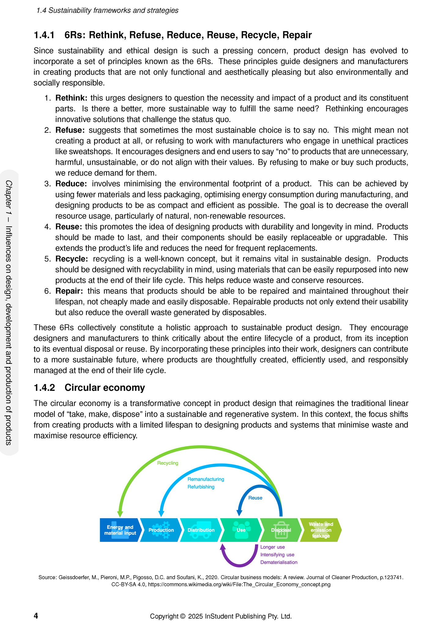 Course Notes by ATAR Notes, a white page detailing 6Rs and a colorful circular economy diagram.