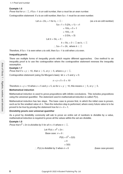 Page from course notes by ATAR Notes, featuring mathematical proofs and examples like Example 1.6, with black text on white.