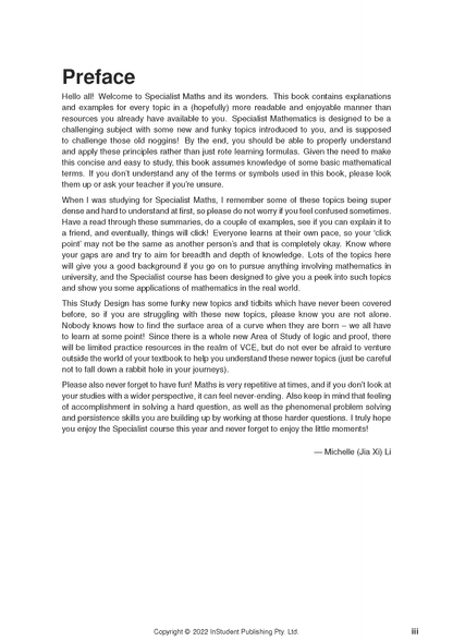 White page course notes by ATAR Notes, displaying black printed text for a preface with a signature and copyright.