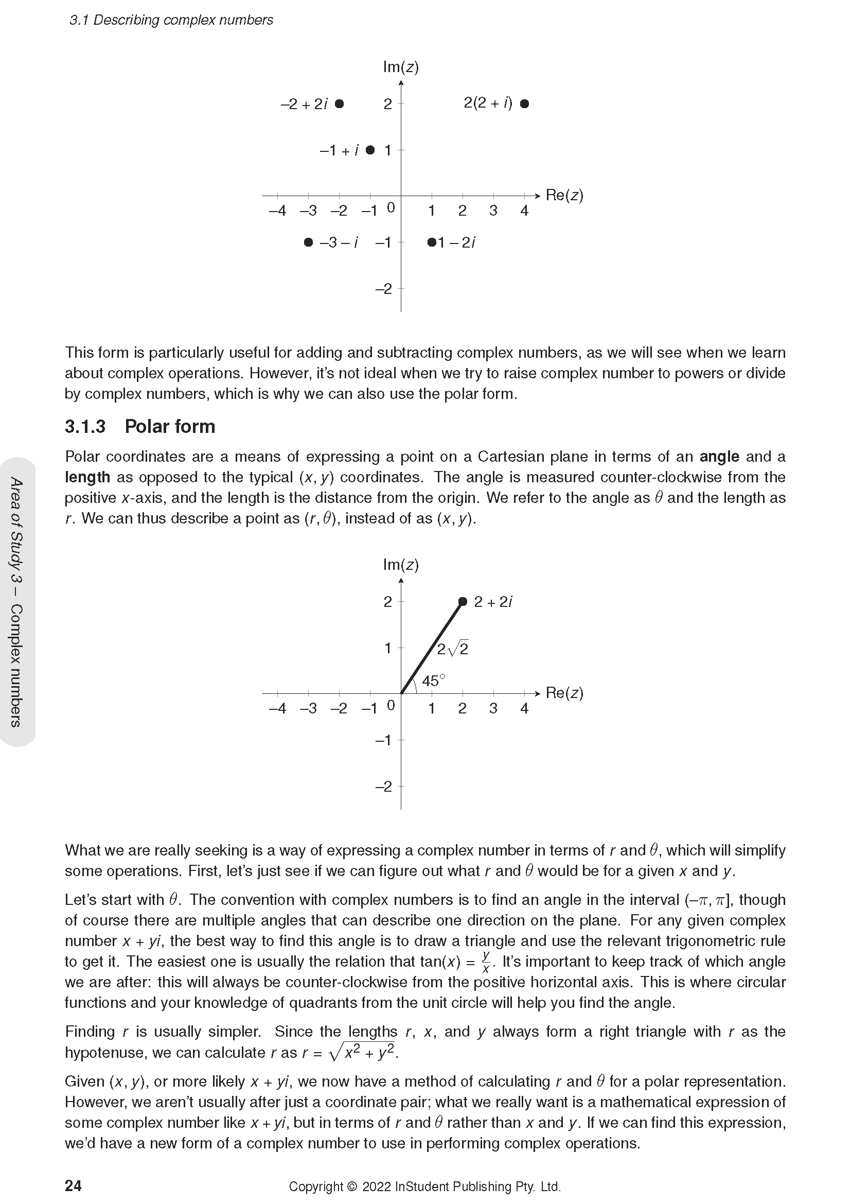 Course notes by ATAR Notes, showing a page with explanations of complex numbers, equations, and two Argand plane graphs.