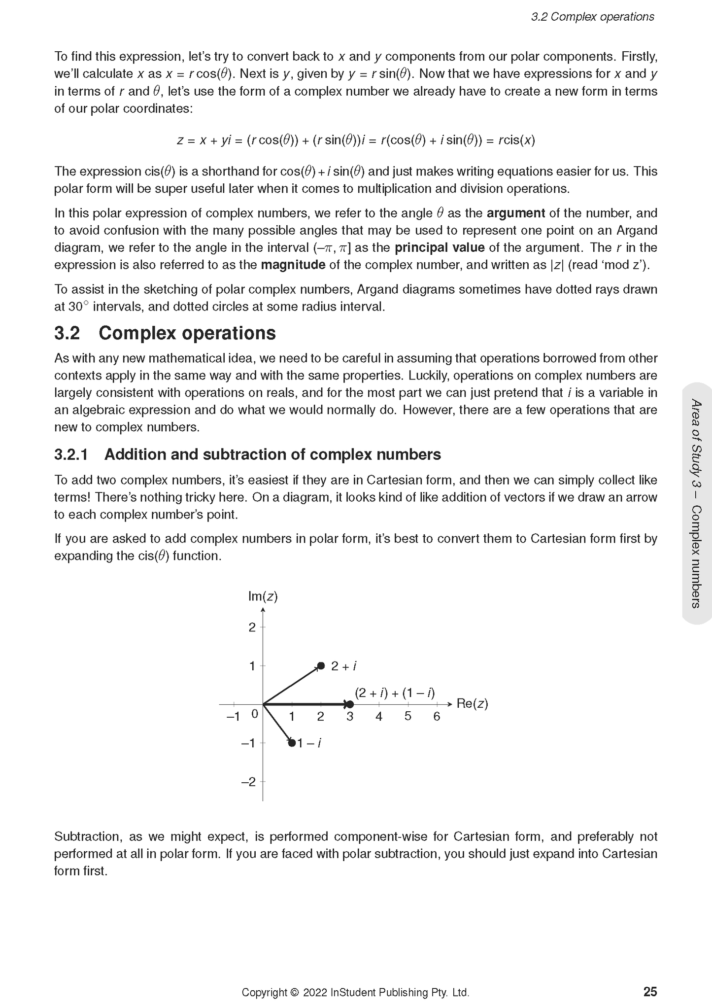 Course notes by ATAR Notes, displaying a page about complex operations with an Argand diagram.