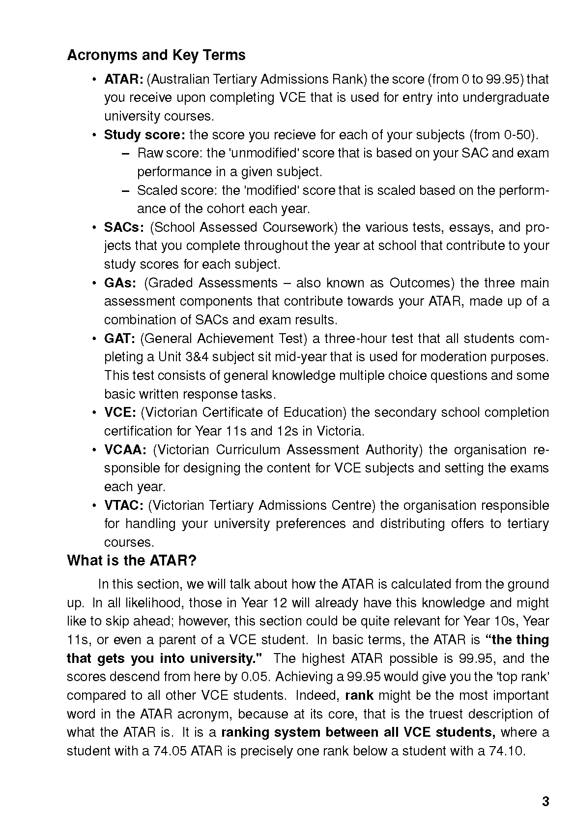 Study guide page by ATAR Notes, displaying black text with headings and bullet points on a white background.
