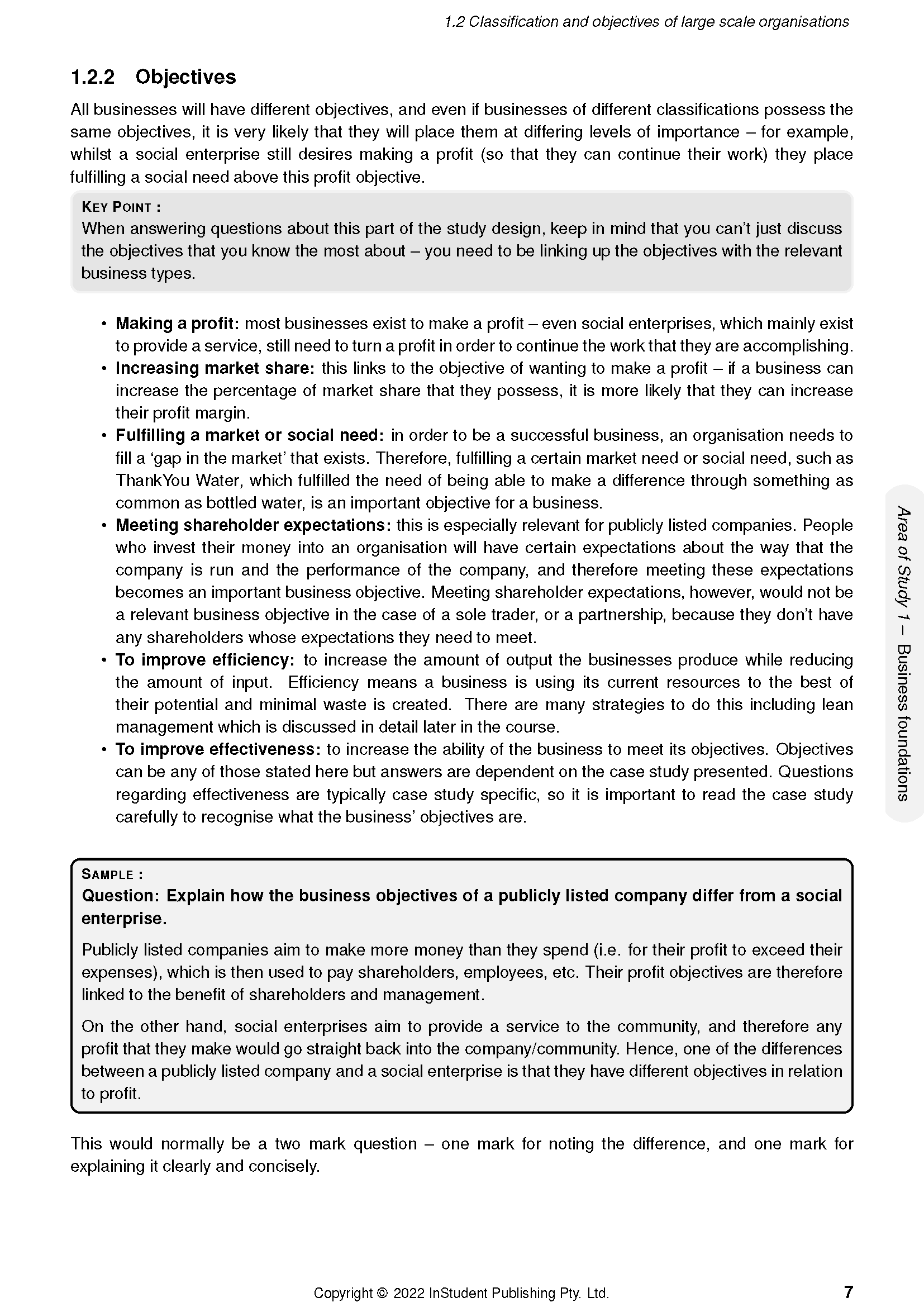 Course Notes by ATAR Notes showing a detailed page with headings, bullet points, and a sample question and answer box.